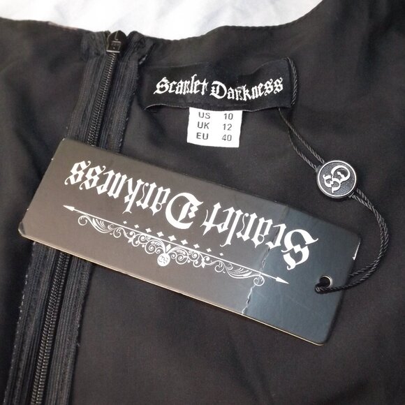 new SCARLET DARKNESS Dress, 10, Brown/Black Stripes, Hi-Low Skirt, Lace/Buckles - Picture 11 of 14